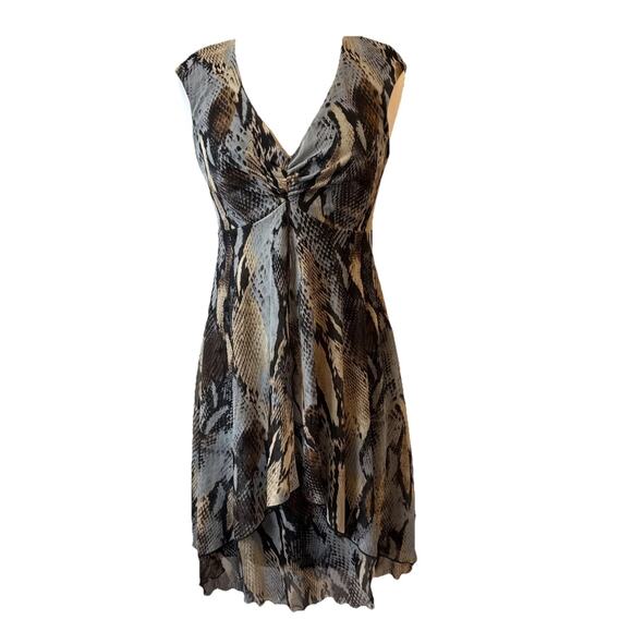 Connected Apparel Women's 8 Whimsigoth Snakeskin Flowy Babydoll Sleeveless Dress - Picture 1 of 9